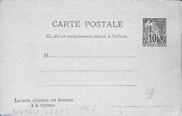 France 1885 Colonies, Reply Paid Postcard 10/10c, Unused Postal Stationary - 1859-1959 Storia Postale