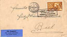 Switzerland 1927 Airmail From Yverdon-les-Bains, Postal History - Covers & Documents