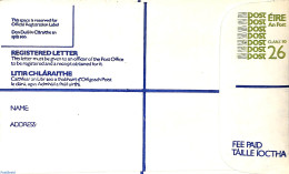 Ireland 1985 Registered Letter Envelope 26p, Unused Postal Stationary - Cartas & Documentos