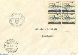 Switzerland 1936 Envelope To Neuchatel. Ori Aero 1941 Serie. Vol Postal Special, Postal History - Covers & Documents