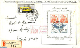 Switzerland 1938 Registered Envelope From Schweiz To Aarau , Postal History - Covers & Documents