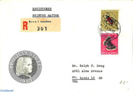 Switzerland 1954 Registered Envelope From Annahme To St.Louis, Postal History - Storia Postale
