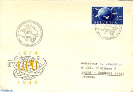 Switzerland 1949 Envelope From Bern To Saint Raphael. UPU 1949, Postal History - Covers & Documents