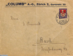 Switzerland 1919 Envelope From Zurich To Basel, See Pro Juventute 1919 Stamp, Postal History - Briefe U. Dokumente