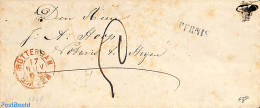 Netherlands 1868 Small Envelope From Dordrecht  (Via Rotterdam, Zie Postmarks), Postal History - Cartas & Documentos