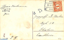 Netherlands 1917 Postcard To Eindhoven, See Postmark From Anrhem. RAILWAY POST, Postal History, Railways - Briefe U. Dokumente