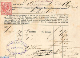 Netherlands 1875 Seamail From Rotterdam. Receipt From Rotterdam Newspaper , Postal History - Lettres & Documents