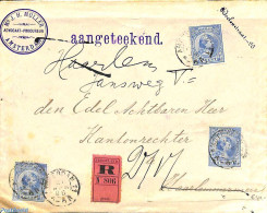 Netherlands 1896 Registered Cover From Amsterdam To Haarlem. 'Aangetekend''. , Postal History - Cartas & Documentos