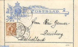 Netherlands 1897 ''Postblad'' Postcard' To Duisburg , Postal History - Briefe U. Dokumente