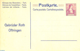 Switzerland 1911 Private Postcard 15c, Gebr. Roth, Unused Postal Stationary - Storia Postale