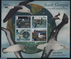 South Georgia / Falklands Dep. 2017 Albatross Conservation S/s, Mint NH, Nature - Transport - Various - Birds - Fishin.. - Vissen