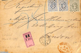 Netherlands 1886 Registered Cover From Rotterdam To London. PUNTSTEMPEL 94, Postal History - Covers & Documents