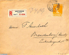 Netherlands 1924 Registered Cover From Amsterdam Tulpplein To Brandenburg, Postal History - Covers & Documents