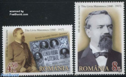 Romania 2017 Titu Maiorescu 2v, Mint NH, History - Newspapers & Journalism - Art - Authors - Nuevos