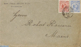 Netherlands 1892 Cover From Rotterdam To Mainz. Princess Wilhelmina (hangend Haar), Postal History - Briefe U. Dokumente