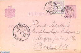 Netherlands 1891 Briefkaart From Deventer To Berlin. Drukwerkzegel Cijfer 2.5 Cent, Postal History - Covers & Documents