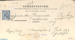 Netherlands 1892 Subscription From The Hague To Rijsbergen. Princess Wilhelmina (hangend Haar), Postal History - Cartas & Documentos