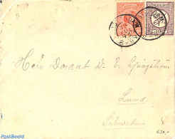 Netherlands 1895 Cover From Amsterdam To Lund, Sweden. See Lund Postmark.  Princess Wilhelmina (hangend Haar) And Druk.. - Storia Postale