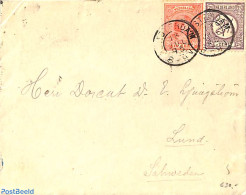 Netherlands 1895 Cover From Amsterdam To Lund, Sweden. See Lund Postmark.  Princess Wilhelmina (hangend Haar) And Druk.. - Covers & Documents