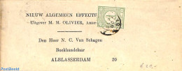 Netherlands 1886 Folding Cover From Amsterdam To Alblasserdam Via Dordrecht (see Postmark).  Drukwerkzegen Cijfer 1c, .. - Lettres & Documents