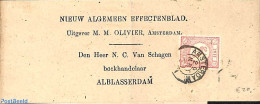 Netherlands 1886 Folding Cover From Amsterdam To Alblasserdam Via Dordrecht (see Postmark).  Drukwerkzegen Cijfer 1/2c.. - Lettres & Documents