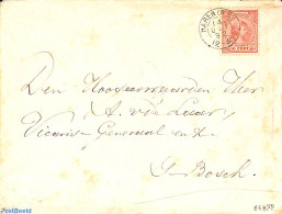 Netherlands 1892 Cover From Haren (see Postmark) To 's Hertogenbosch. Princess Wilhelmina (hangend Haar) 10c, Postal H.. - Covers & Documents