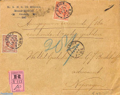Netherlands 1894 Registered Cover From Arnhem To Nijmegen (see Both Postmarks). 2x Princess Wilhelmina (hagend Haar), .. - Briefe U. Dokumente