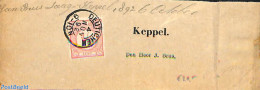 Netherlands 1892 Piece Of Wrapper From Deutichem (Kleinrond) To Keppel. Cijfer. Drukwerkzegel 1/2 C, Postal History - Storia Postale