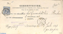 Netherlands 1893 Subscription From The Hague To (Berchem) Antwerpen. Princess Wilhelmina (hangend Haar) , Postal History - Brieven En Documenten
