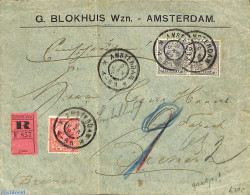 Netherlands 1897 Registered Cover From Amsterdam To Bremen. See Both Postmarks And Princess Wilhelmina (hangend Haar) .. - Lettres & Documents