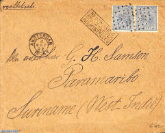 Netherlands 1893 Cover From Amsterdam To Paramaribo, See Its Postmark On The Behind. Seamail, See Postmark. 2 X Prince.. - Briefe U. Dokumente