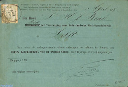 Netherlands 1874 Receipt Card 1 Gulden 25 Cent From Delft (see Its Postmark). Wapenzegel , Postal History - Covers & Documents