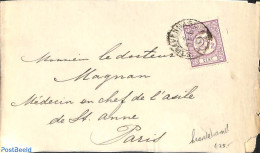 Netherlands 1889 Krantenband From The Hague To Paris. Drukwerkzegel 2.5 Cent , Postal History - Brieven En Documenten