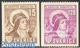 Sweden 1941 Holy Brigitta 2v, Unused (hinged), Religion - Religion - Unused Stamps