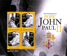 Saint Vincent & The Grenadines 2014 Bequia, Pope John Paul II 4v M/s, Mint NH, Religion - Pope - Religion - Päpste