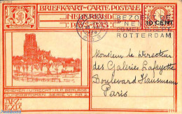 Netherlands 1928 Postcard 10 Cent On 12.5c, Rhenen, Sent To Paris, Used Postal Stationary - Covers & Documents