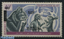 Benin 2009 50f On 40f, Jean De La Fontaine 1v, Mint NH, Nature - Cats - Rabbits / Hares - Art - Fairytales - Unused Stamps