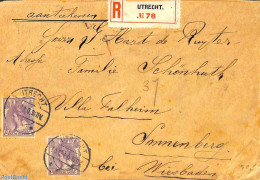 Netherlands 1912 Registered Mail, Envelope From Utrecht To Sannenberg With 2x 17.5c Violet Stamp, Postal History - Cartas & Documentos