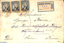Mexico 1919 Registered Letter To Paris, Postal History - Mexique