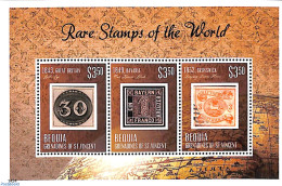 Saint Vincent & The Grenadines 2014 Bequia, Rare Stamps Of The World 3v M/s, Mint NH, Various - Stamps On Stamps - Glo.. - Briefmarken Auf Briefmarken