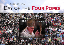 Liberia 2015 Day Of The Four Popes S/s, Mint NH, Religion - Pope - Religion - Papas