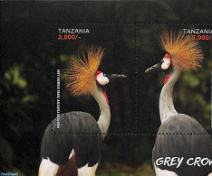 Tanzania 2015 Grey Crowned Crane 2v M/s, Mint NH, Nature - Birds - Tanzania (1964-...)