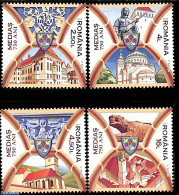 Romania 2017 750 Years Medias 4v, Mint NH, History - Religion - Coat Of Arms - Churches, Temples, Mosques, Synagogues .. - Nuevos