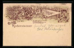 Lithographie Heidelberg, Rodensteiner`s Wildes Heer, Freske Im Gasthaus Zum Rodensteiner  - Heidelberg