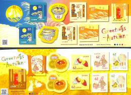 Japan 2017 Autumn Greetings  2 M/s S-a, Mint NH, Health - Nature - Food & Drink - Fish - Mushrooms - Nuevos