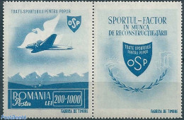 Romania 1945 Air Sports 1v+tab, Mint NH, Transport - Aircraft & Aviation - Unused Stamps