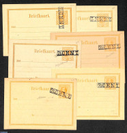 Netherlands Antilles 1879 Lot Of 6 Postcards, Overprint Variations, Unused Postal Stationary, Errors, Misprints, Plate.. - Fehldrucke