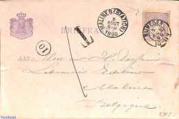 Netherlands 1890 Postcard 2.5c Uprated By Stamp Over Postcard Seal In Stead Of Next To, From Nijmegen To Malines, Used.. - Brieven En Documenten