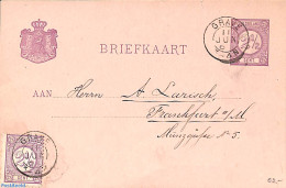 Netherlands 1881 Postcard 2.5c, Uprated, From Grave To Frankfurt A/m, Used Postal Stationary - Brieven En Documenten