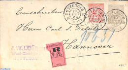 Netherlands 1896 Envelope 12.5c, Uprated To Registered Mail To Hannover (from Rotterdam), Used Postal Stationary - Cartas & Documentos